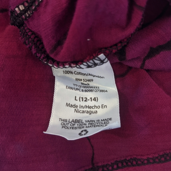 Reverse Tie Dye Geode L Womens T Shirt Tiered Peplum Cotton Large Pink Black - Picture 8 of 8